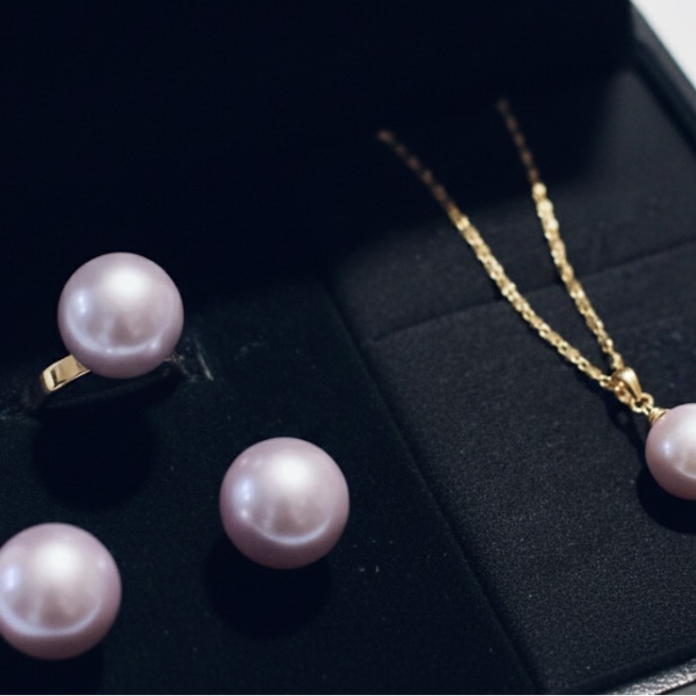 Elegant 12.5 mm light purple south sea  Pearl Jewelry Set